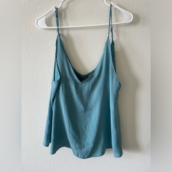 Free people intimates teal blue tank top with bralette attached - Picture 3 of 5
